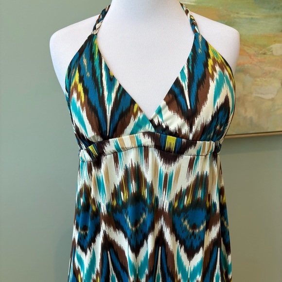 Coastal Beach Colorful Halter Maxi Sundress Sz M - Picture 2 of 12